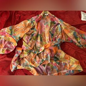 Unique vintage sheer swim cover robe NWOT